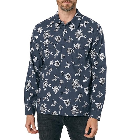 Vince Ikat Floral Print Shirt Jacket in Hem, Size M, New w/Tag Retail $395